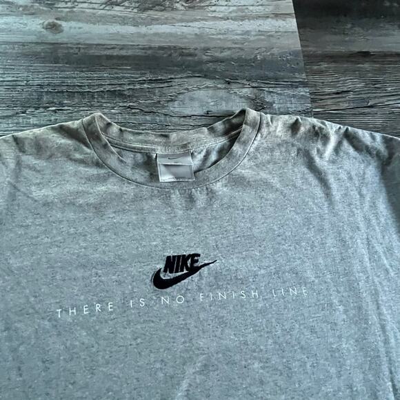 Nike Other - vintage y2k 2000s nike silver tag There is No Finish line Quote Swoosh T-shirt